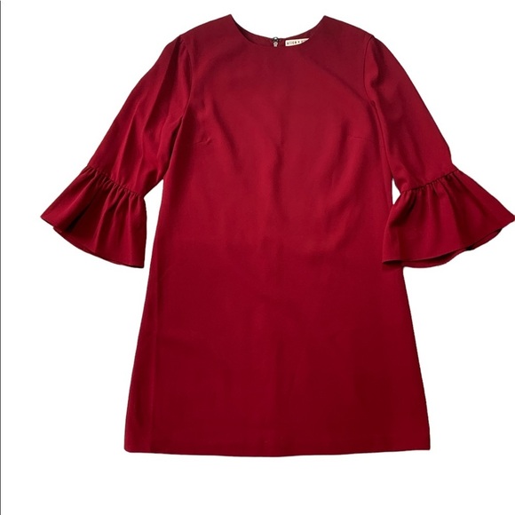 Alice + Olivia Coley Crew Neck Aline Dress in Bordeaux - Picture 3 of 6